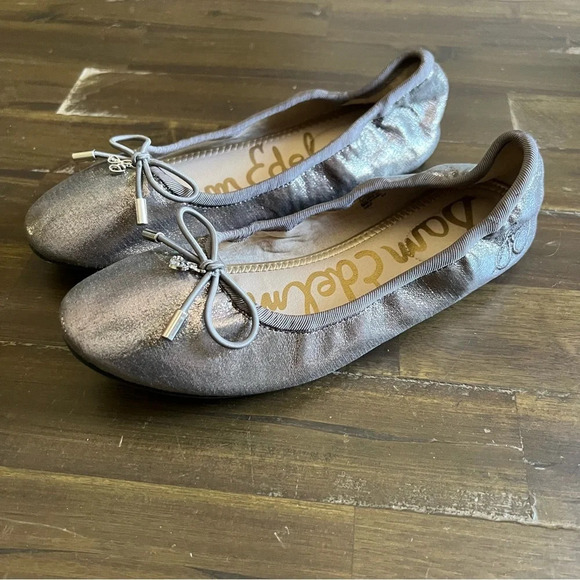 Sam Edelman Felicia Ballet Flats Gunmetal Shimmer - Picture 2 of 9